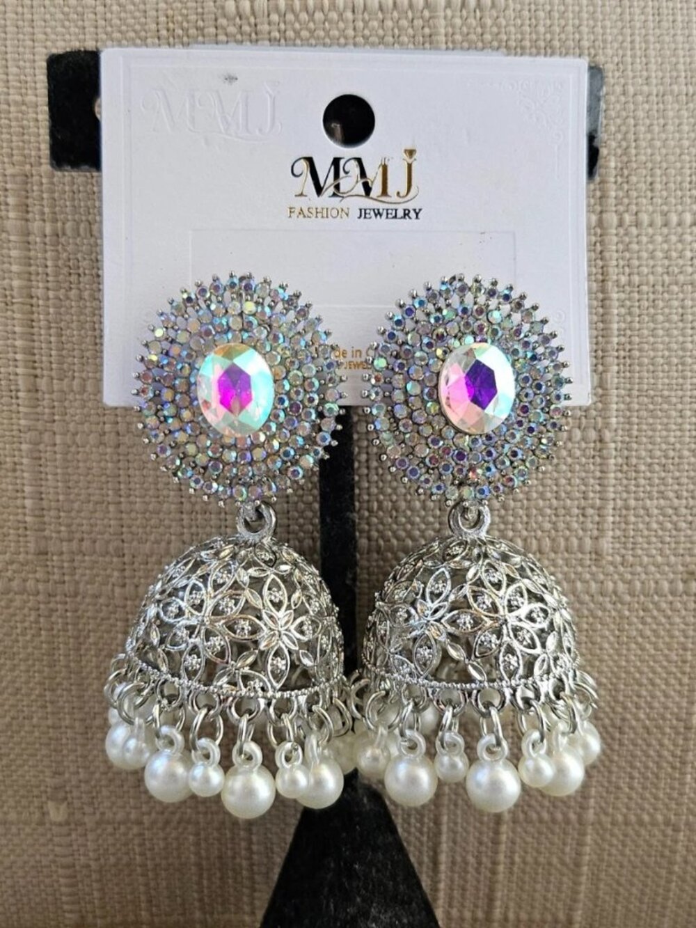Silver Tone Jhumka Earrings Pakistani Indian Ethnic Earrings Fashion Jewelry New - Picture 8 of 13